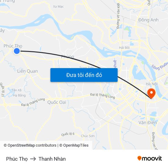 Phúc Thọ to Thanh Nhàn map