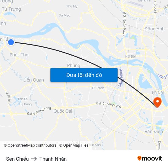 Sen Chiểu to Thanh Nhàn map