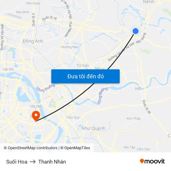Suối Hoa to Thanh Nhàn map