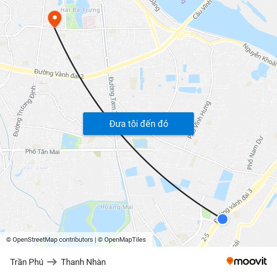Trần Phú to Thanh Nhàn map