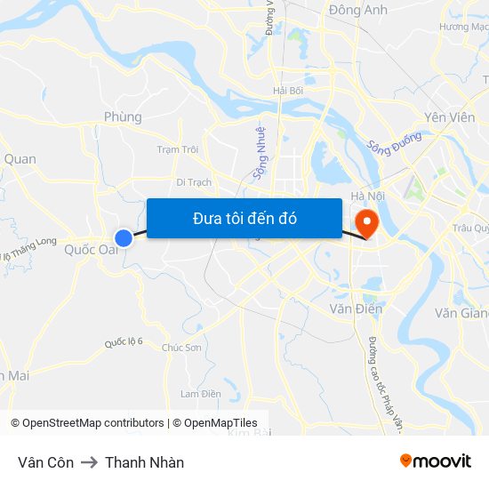 Vân Côn to Thanh Nhàn map