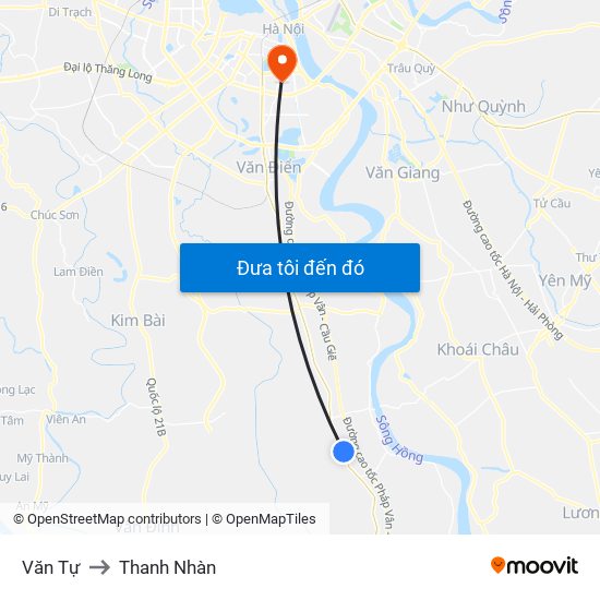 Văn Tự to Thanh Nhàn map