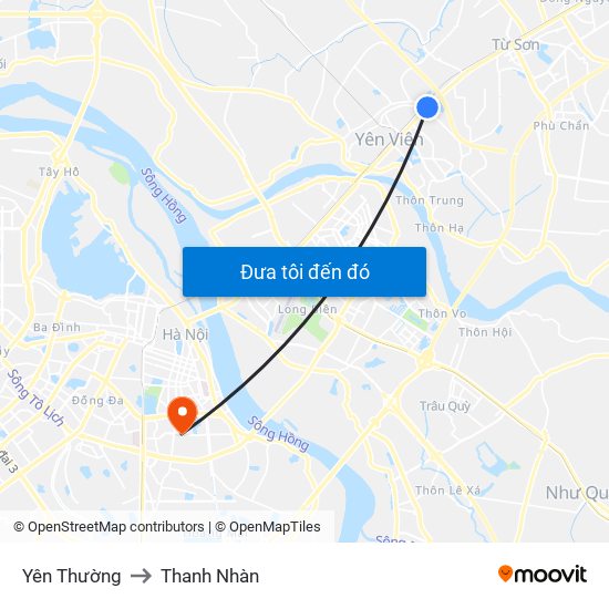 Yên Thường to Thanh Nhàn map