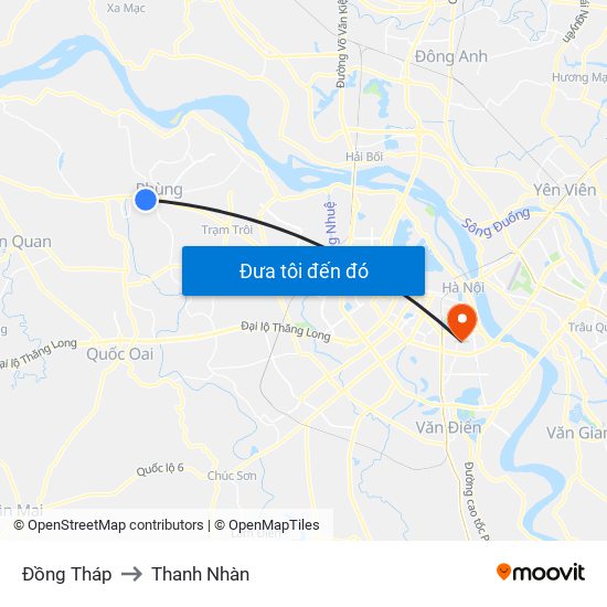 Đồng Tháp to Thanh Nhàn map