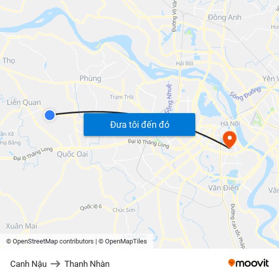 Canh Nậu to Thanh Nhàn map
