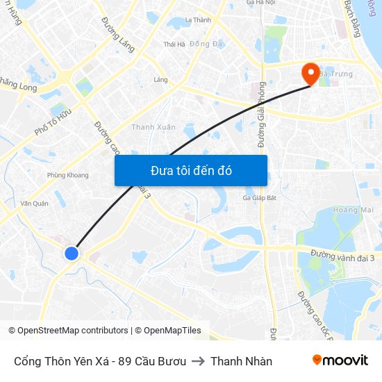 Cổng Thôn Yên Xá - 89 Cầu Bươu to Thanh Nhàn map