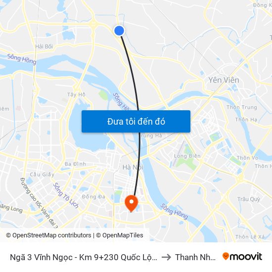 Ngã 3 Vĩnh Ngọc - Km 9+230 Quốc Lộ 3 to Thanh Nhàn map