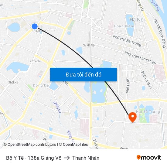 Bộ Y Tế - 138a Giảng Võ to Thanh Nhàn map