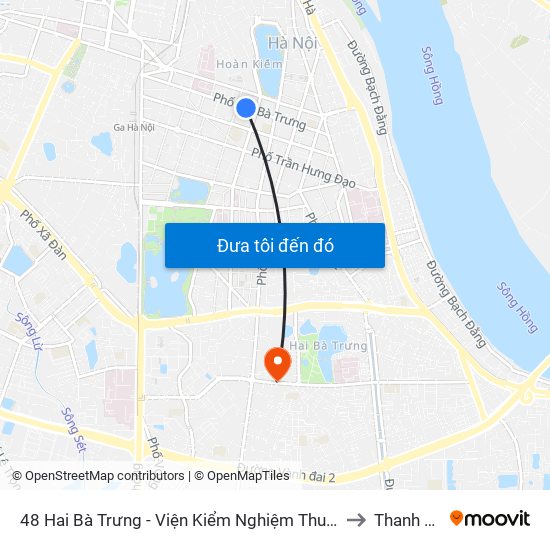 48 Hai Bà Trưng - Viện Kiểm Nghiệm Thuốc Trung Ương to Thanh Nhàn map