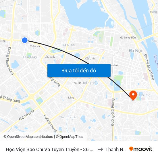 Học Viện Báo Chí Và Tuyên Truyền - 36 Xuân Thủy to Thanh Nhàn map