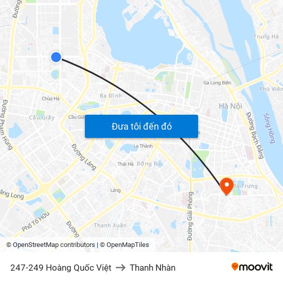 247-249 Hoàng Quốc Việt to Thanh Nhàn map