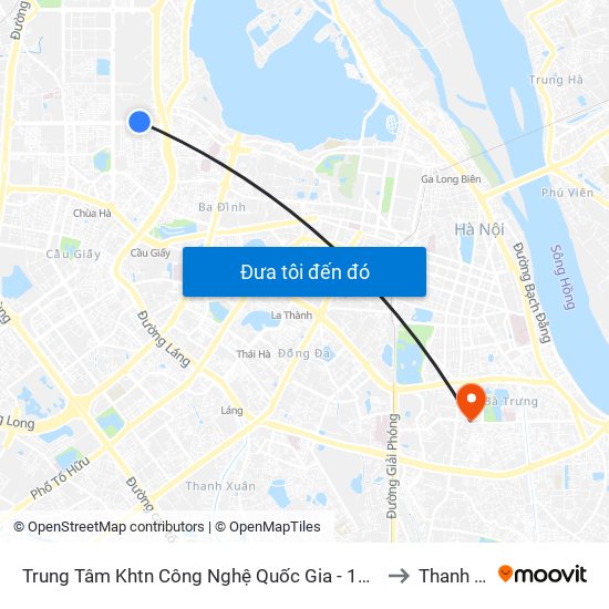 Trung Tâm Khtn Công Nghệ Quốc Gia - 18 Hoàng Quốc Việt to Thanh Nhàn map