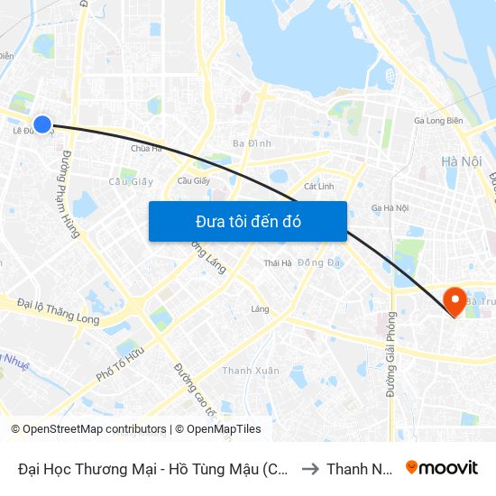Đại Học Thương Mại - Hồ Tùng Mậu (Cột Sau) to Thanh Nhàn map