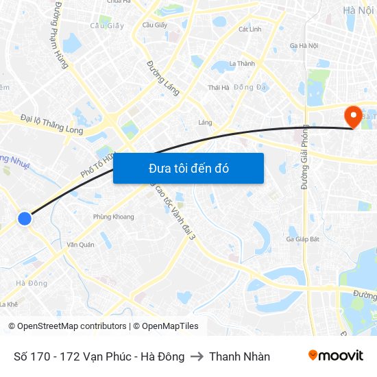 Số 170 - 172 Vạn Phúc - Hà Đông to Thanh Nhàn map