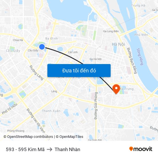 593 - 595 Kim Mã to Thanh Nhàn map