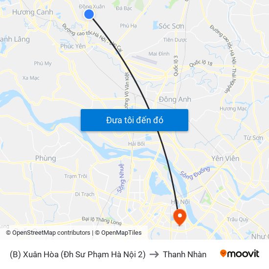 (B) Xuân Hòa (Đh Sư Phạm Hà Nội 2) to Thanh Nhàn map