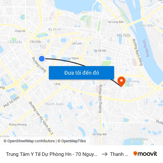 Trung Tâm Y Tế Dự Phòng Hn - 70 Nguyễn Chí Thanh to Thanh Nhàn map