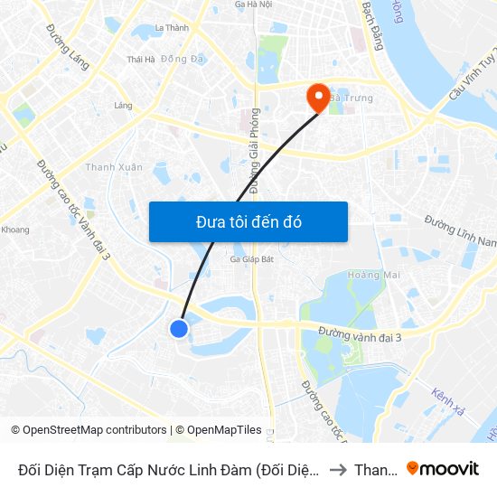 Đối Diện Trạm Cấp Nước Linh Đàm (Đối Diện Chung Cư Hh1c) - Nguyễn Hữu Thọ to Thanh Nhàn map