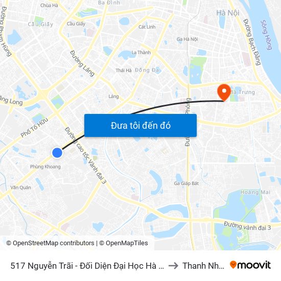 517 Nguyễn Trãi - Đối Diện Đại Học Hà Nội to Thanh Nhàn map