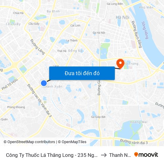 Công Ty Thuốc Lá Thăng Long - 235 Nguyễn Trãi to Thanh Nhàn map