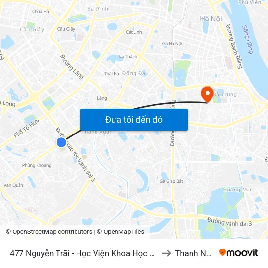 477 Nguyễn Trãi - Học Viện Khoa Học Xã Hội to Thanh Nhàn map