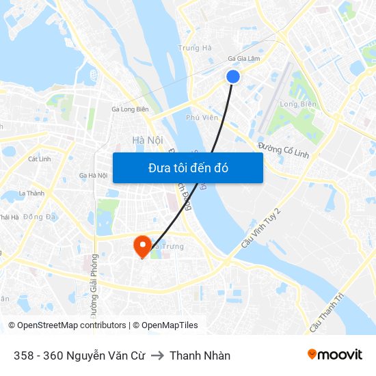 358 - 360 Nguyễn Văn Cừ to Thanh Nhàn map