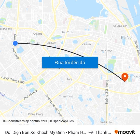 Đối Diện Bến Xe Khách Mỹ Đình - Phạm Hùng (Cột Trước) to Thanh Nhàn map