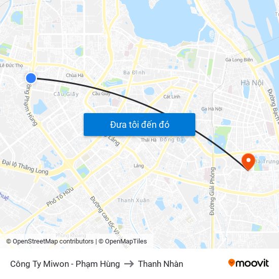 Công Ty Miwon - Phạm Hùng to Thanh Nhàn map