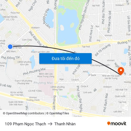 109 Phạm Ngọc Thạch to Thanh Nhàn map