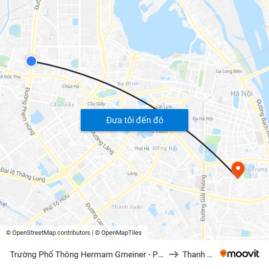 Trường Phổ Thông Hermam Gmeiner - Phạm Văn Đồng to Thanh Nhàn map