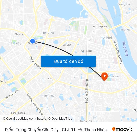 Điểm Trung Chuyển Cầu Giấy - Gtvt 01 to Thanh Nhàn map