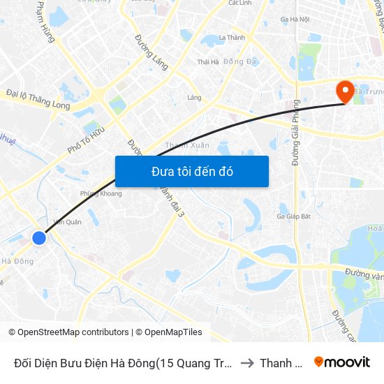 Đối Diện Bưu Điện Hà Đông(15 Quang Trung Hà Đông) to Thanh Nhàn map