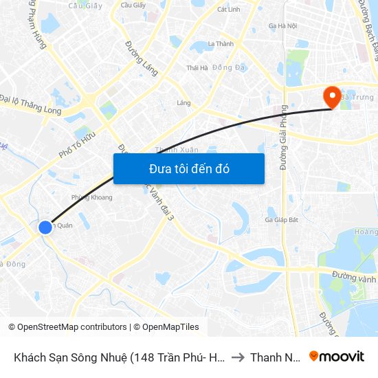 Khách Sạn Sông Nhuệ (148 Trần Phú- Hà Đông) to Thanh Nhàn map