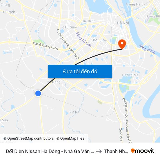 Đối Diện Nissan Hà Đông - Nhà Ga Văn Khê to Thanh Nhàn map