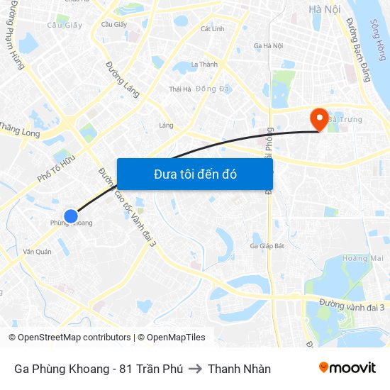 Ga Phùng Khoang - 81 Trần Phú to Thanh Nhàn map