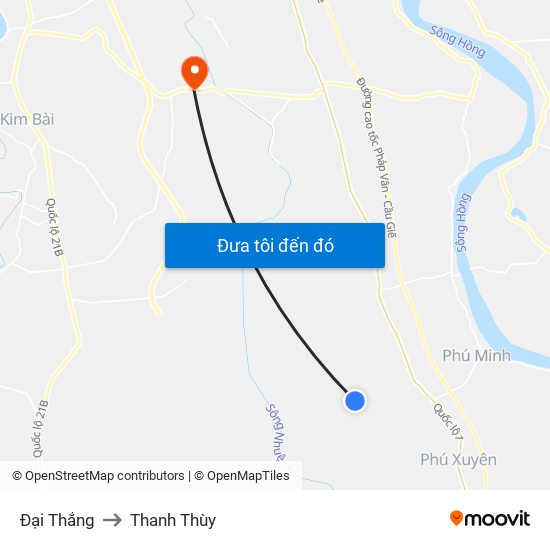 Đại Thắng to Thanh Thùy map