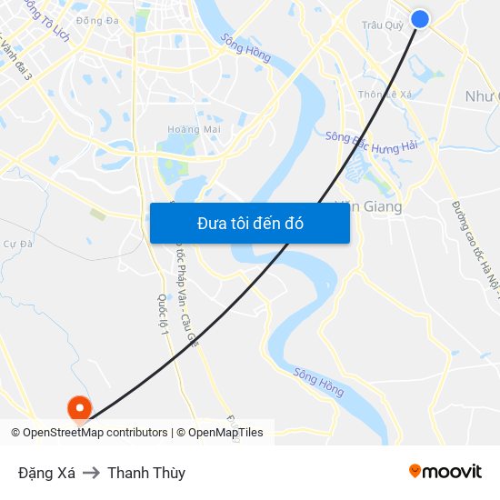 Đặng Xá to Thanh Thùy map