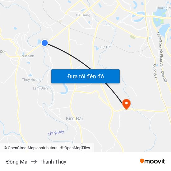 Đồng Mai to Thanh Thùy map