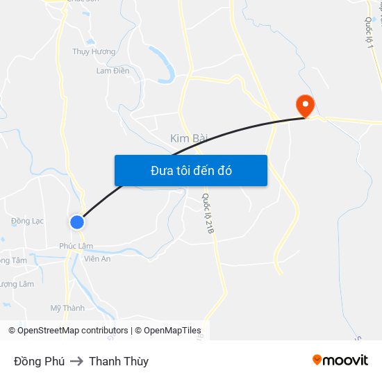 Đồng Phú to Thanh Thùy map