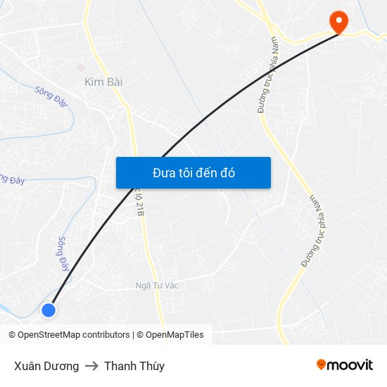 Xuân Dương to Thanh Thùy map