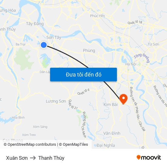 Xuân Sơn to Thanh Thùy map