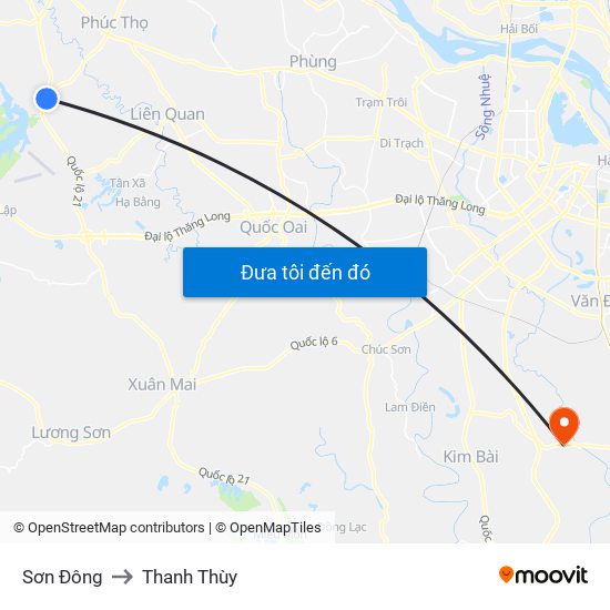 Sơn Đông to Thanh Thùy map