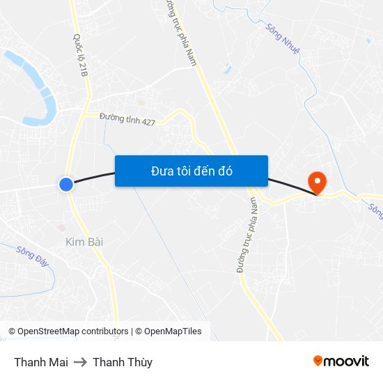 Thanh Mai to Thanh Thùy map