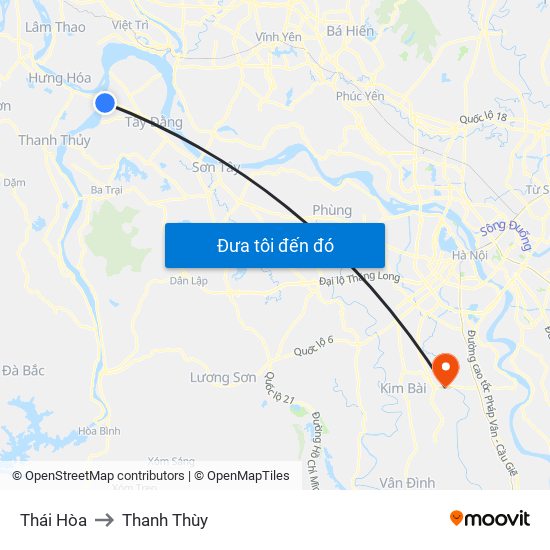 Thái Hòa to Thanh Thùy map