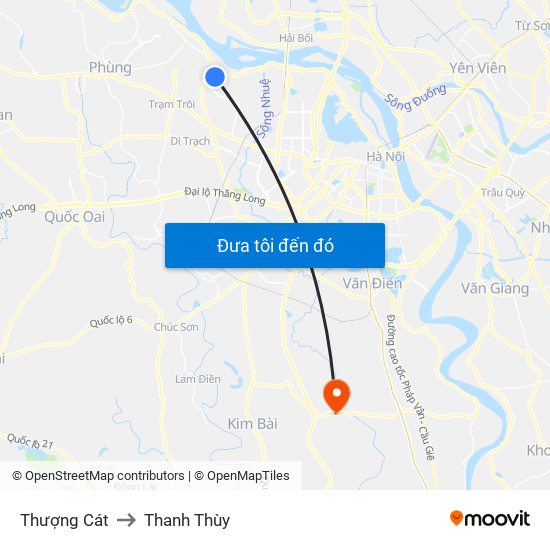 Thượng Cát to Thanh Thùy map
