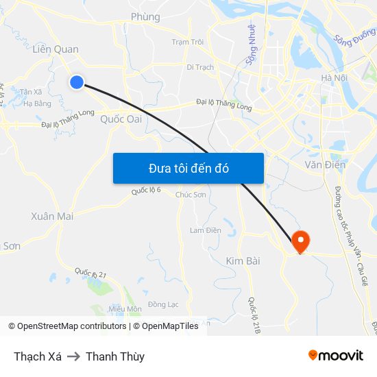 Thạch Xá to Thanh Thùy map