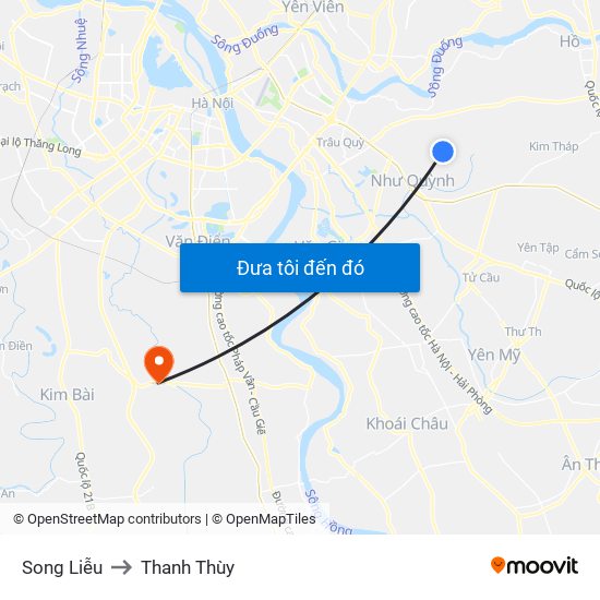 Song Liễu to Thanh Thùy map