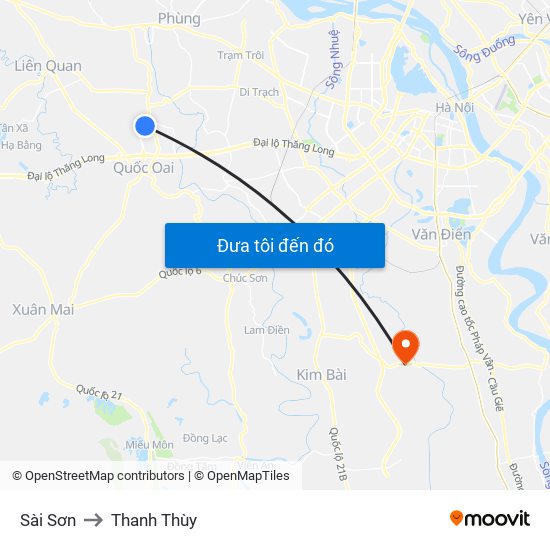Sài Sơn to Thanh Thùy map