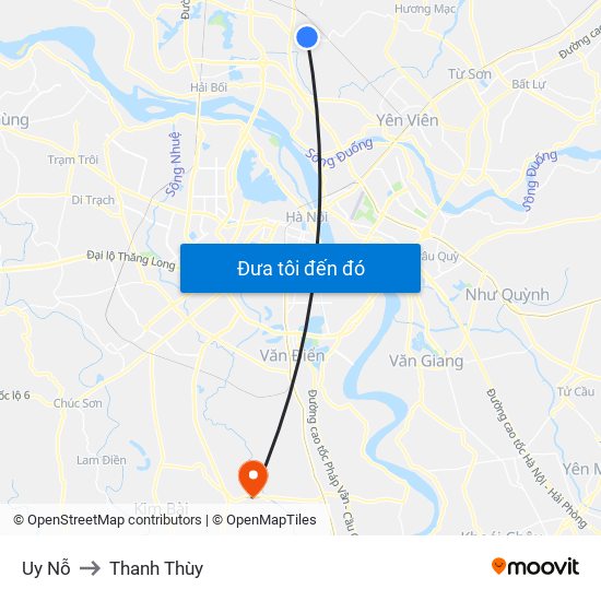 Uy Nỗ to Thanh Thùy map