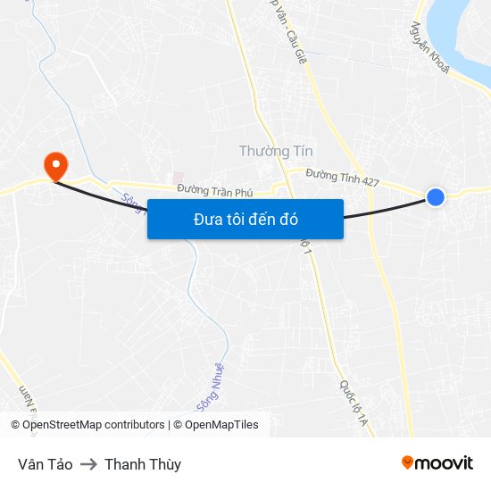 Vân Tảo to Thanh Thùy map